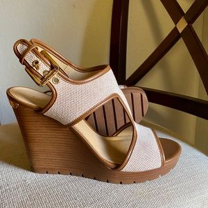 Michael Kors Cream Wedges & Gold Accents